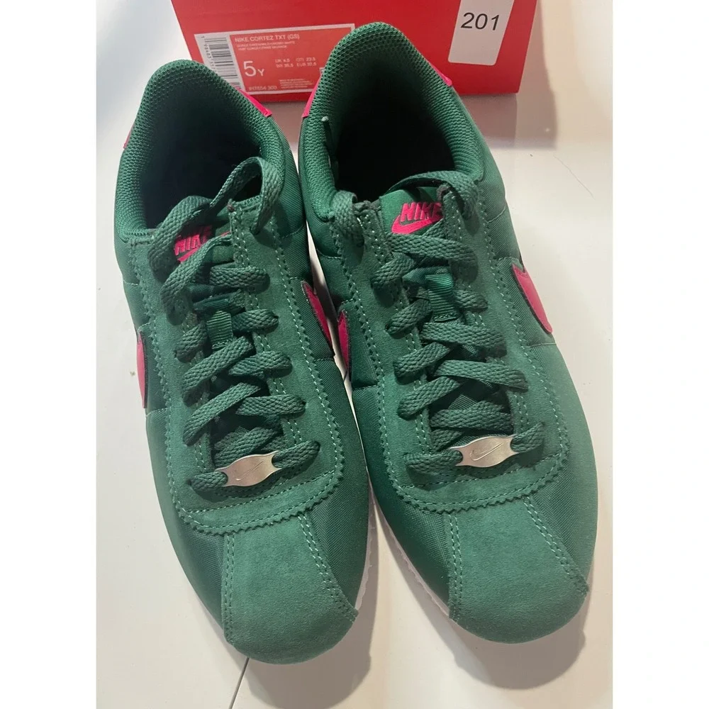 Nike Cortez TXT GS Gorge Green Wild Cherry Kids Sneakers IH7654-300 Size 5Y
